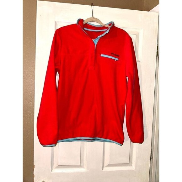 Columbia Jackets & Blazers - Columbia Fleece 1/4 Snap Pullover Jacket Red Orange Blue Women's large